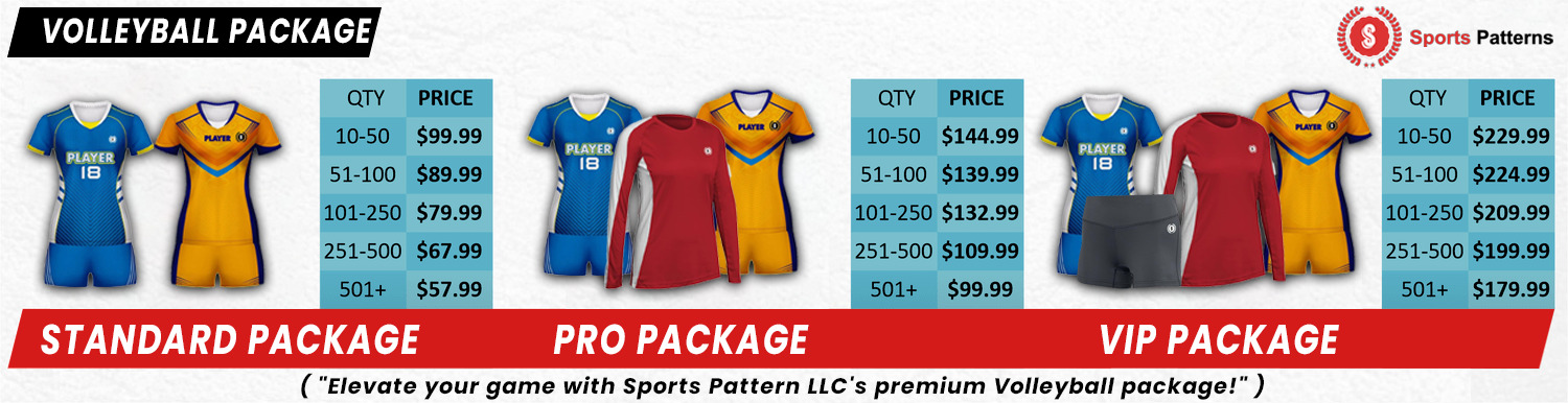 Volleyball package prices: Standard, Pro and VIP
